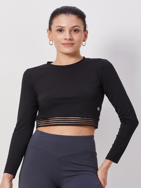 

SEEQ Women Black Training or Gym Moisture Wicking Boxy Training or Gym T-shirt