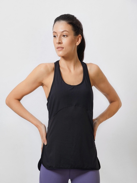 

SEEQ Women Black 2 Yoga Racerback Moisture Wicking Loose Yoga T-shirt