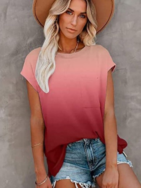 

La Aimee Red Ombre Extended Sleeves Top