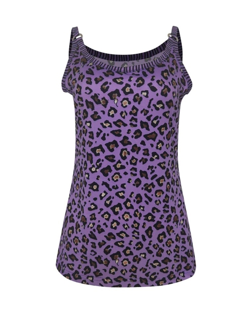 

La Aimee Women Purple Animal Print Top