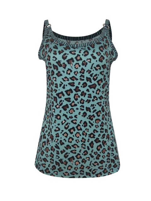 

La Aimee Green & Black Animal Print Sleeveless Top