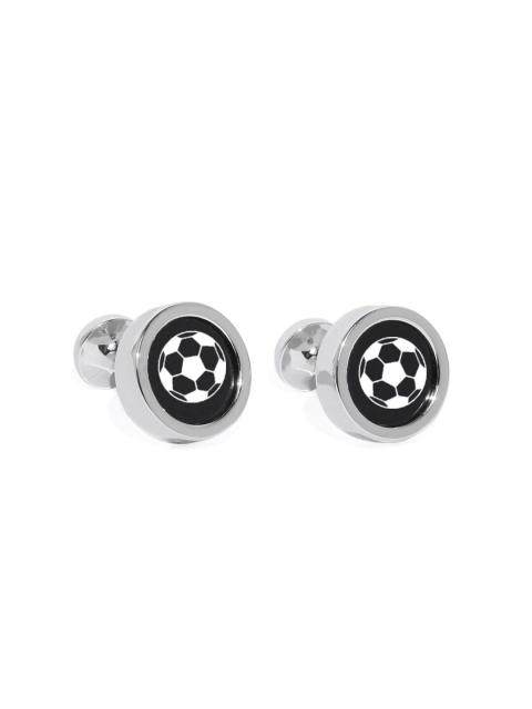 

Blacksmith Silver-Toned & Black Cufflink