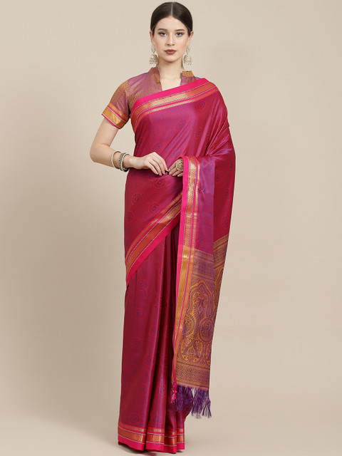 

Satrani Magenta Woven Design Saree