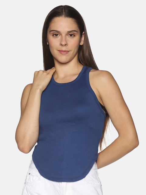 

OHA BOY Blue Tank Pure Cotton Crop Top