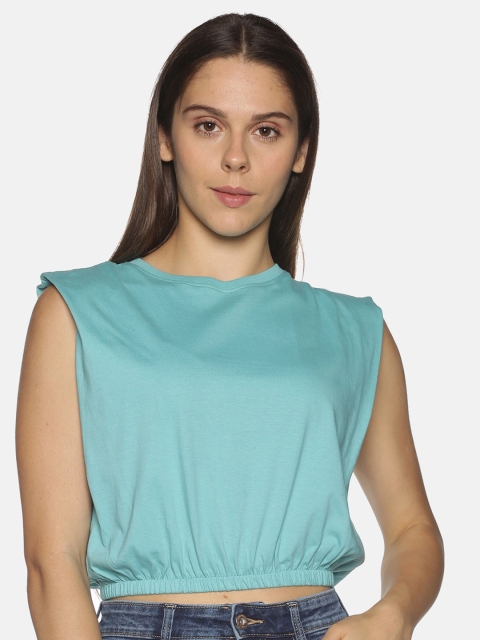 

OHA BOY Blue Blouson Pure Cotton Crop Top