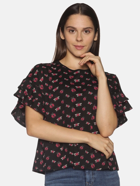 

OHA BOY Women Black Printed Top