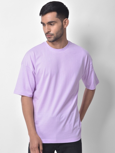 

Melangebox Men Lavender Drop-Shoulder Sleeves T-shirt