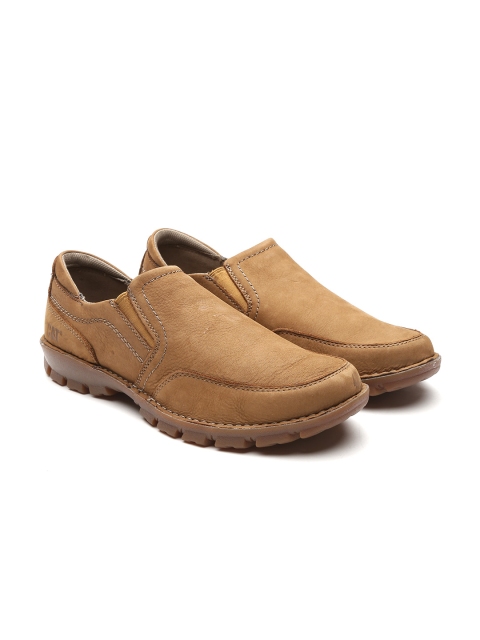 

CAT Men Tan Brown Leather Slip-Ons