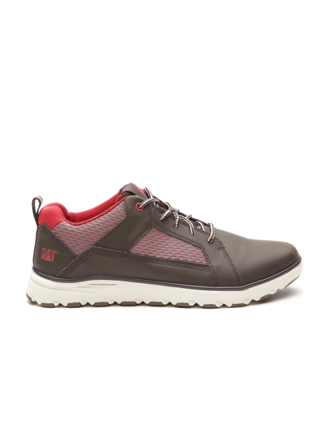 

CAT Men Coffee Brown Solid Leather Sneakers