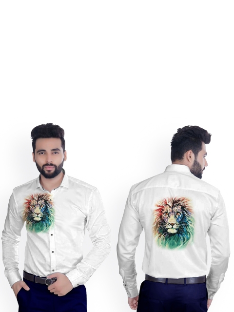 

Fashion Basket Men White Printed Shirt Material