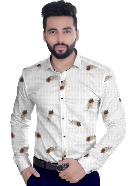 

Fashion Basket Men White & Brown Printed Shirt Clothing Fabric