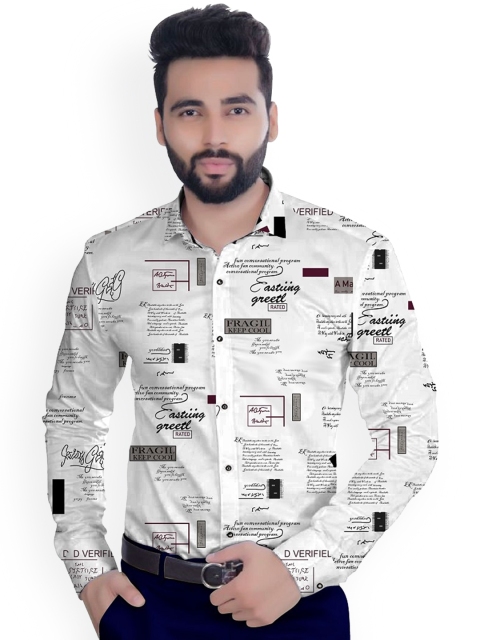 

Fashion Basket Men White & Grey Printed Clothing Fabric