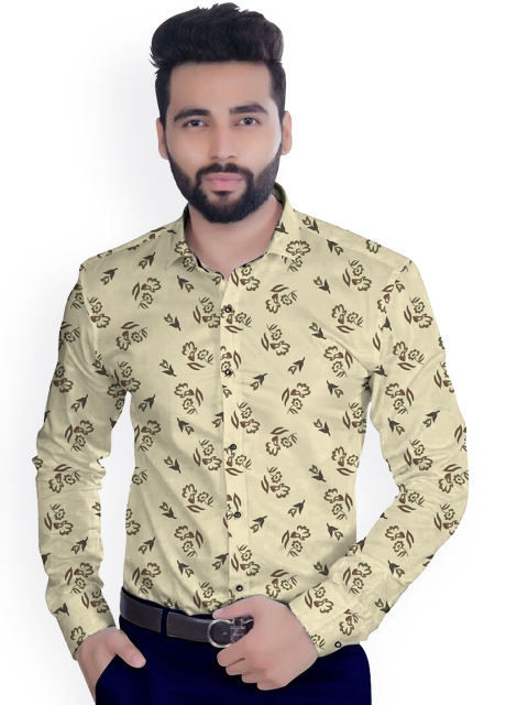 

Fashion Basket Men Yellow Floral Printed Shirt Material