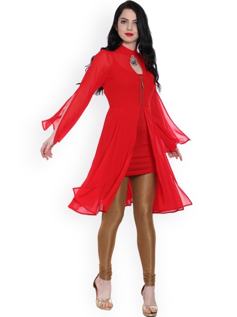 

Ira Soleil Women Red Solid A-Line Kurta