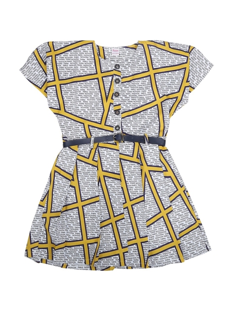 

V-Mart White Printed Cotton Fit and Flare Dress