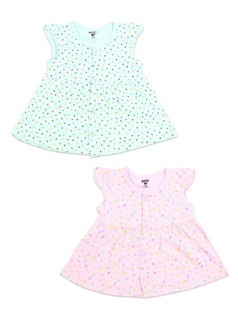 

V-Mart Girls Set of 2 Sea Green & Pink A-Line Dress
