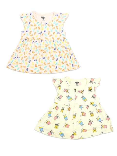 

V-Mart Infant Yellow & Peach-Coloured Printed A-Line Dress