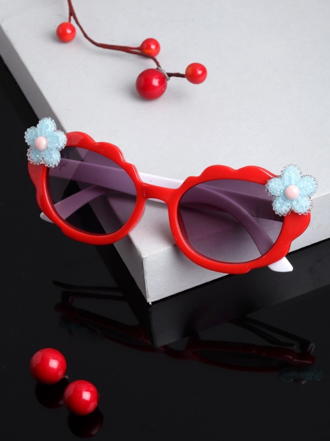 

Stoln Unisex Kids Black Lens & Red Oval Sunglasses with UV Protected Lens