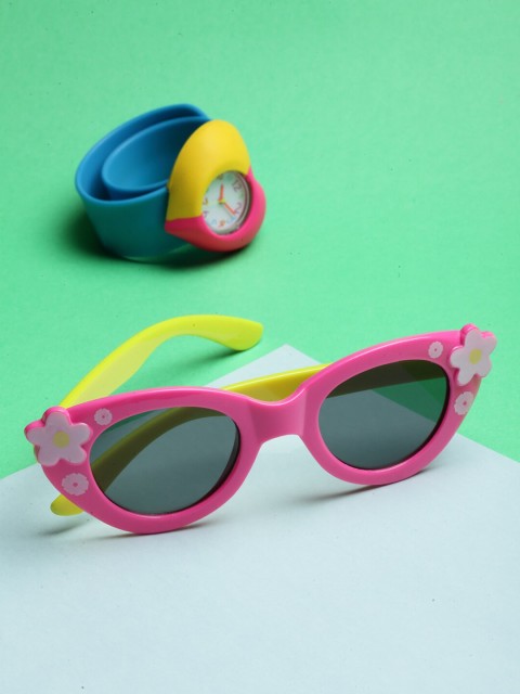 

Stoln Unisex Kids Black Lens & Pink Round Sunglasses with UV Protected Lens