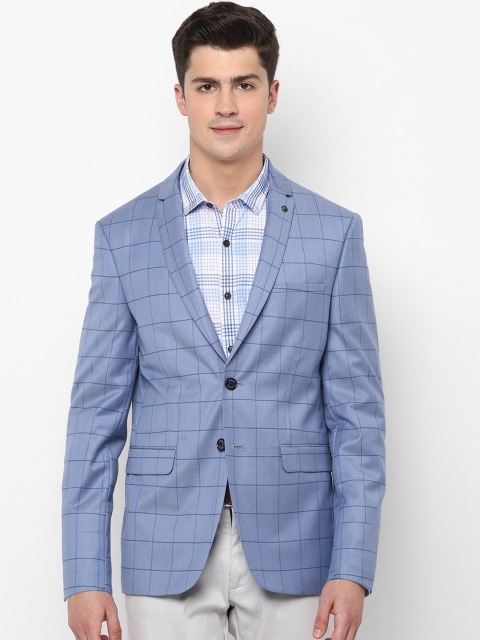 

Allen Solly Men Blue Checked Single Breasted Slim Fit Formal Blazers