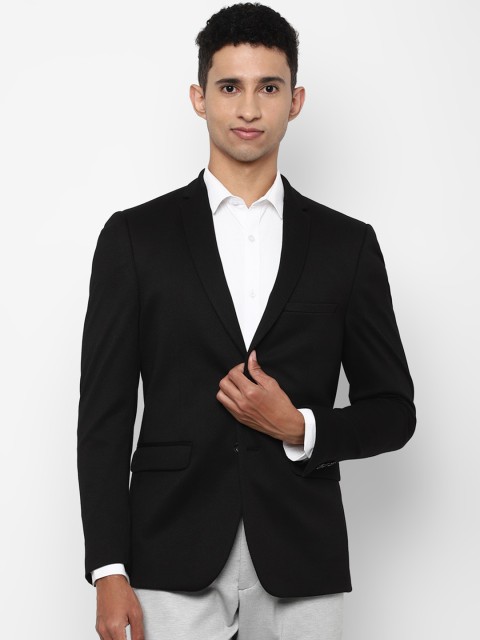 

Allen Solly Men Black Textured Slim-Fit Single-Breasted Formal Blazer