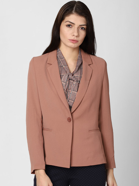 

Van Heusen Woman Rose Pink Solid Slim-Fit Single-Breasted Formal Blazer