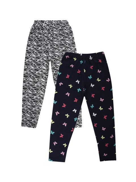 

V-Mart Girls White & Navy Blue Pack of 2 Printed Ankle- Length Leggings