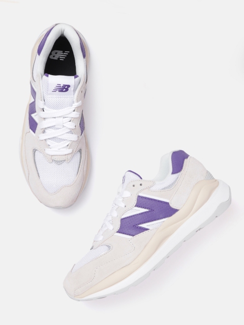 

New Balance Men Cream-Coloured Woven Design Suede Sneakers