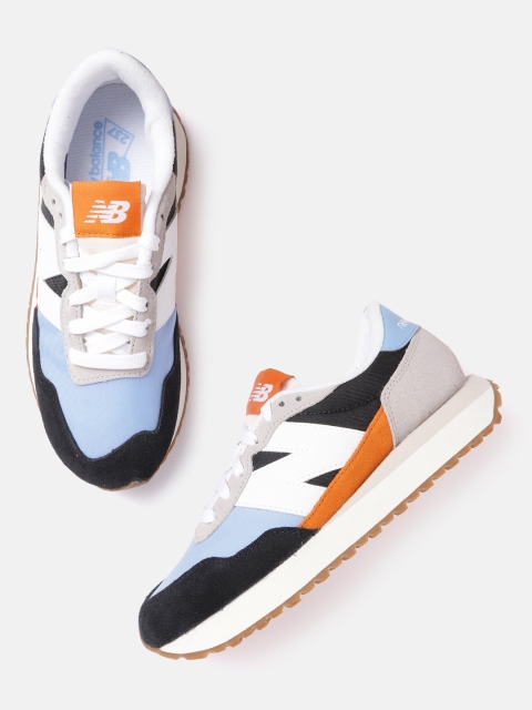 

New Balance Men Blue & Black Colourblocked Suede Sneakers