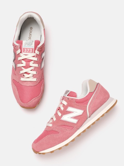 

New Balance Women Pink Woven Design Suede Sneakers