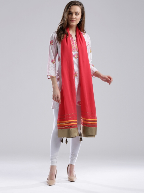 

Wishful by W Women Pink Mukaish-Work Dupatta