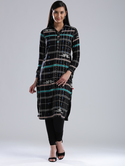 

W Women Black Printed Pathani Sustainable Kurta