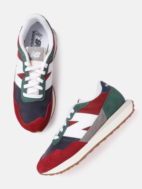 

New Balance Men Red & Navy Blue Colourblocked Suede Sneakers