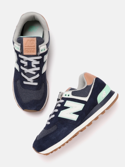 

New Balance Women Navy Blue Woven Design Sneakers