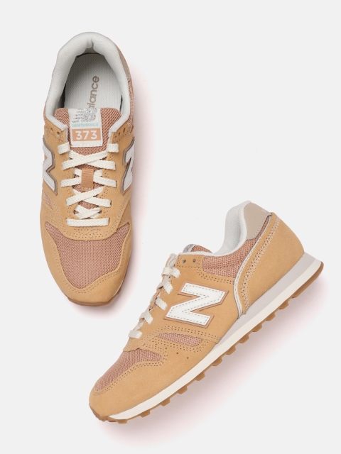 

New Balance Women Brown & White Colourblocked Suede Sneakers