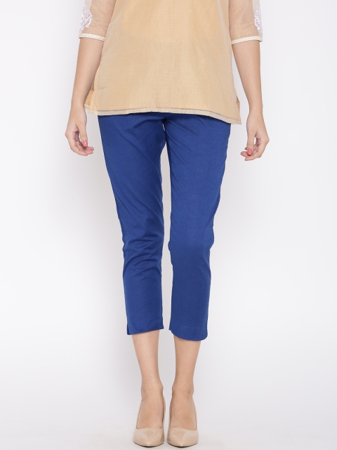 

AURELIA Women Blue Cropped Casual Trousers