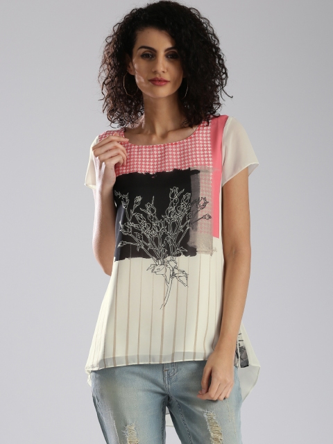 

W Off-White Printed Top