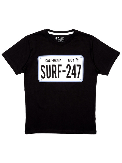 

Albion Boys Black Typography Printed Applique T-shirt
