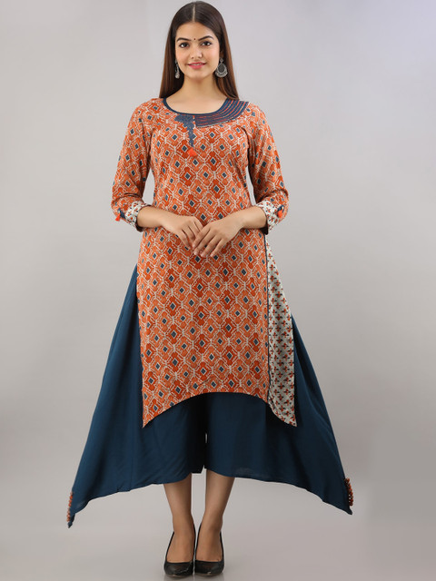 

PREKSHA Women Multicoloured Printed Sequinned Pure Cotton Kurta with Trousers, Multi