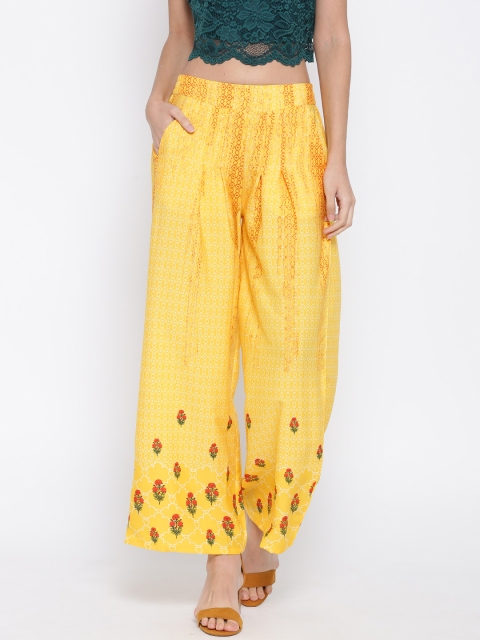 

AURELIA Yellow Printed Palazzos