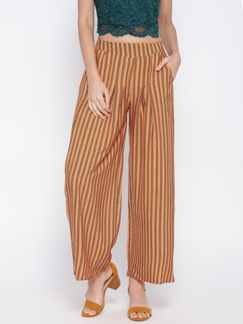 

AURELIA Orange & Navy Printed Palazzos