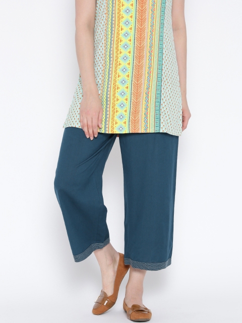 

Rangriti Blue Cropped Palazzo Trousers