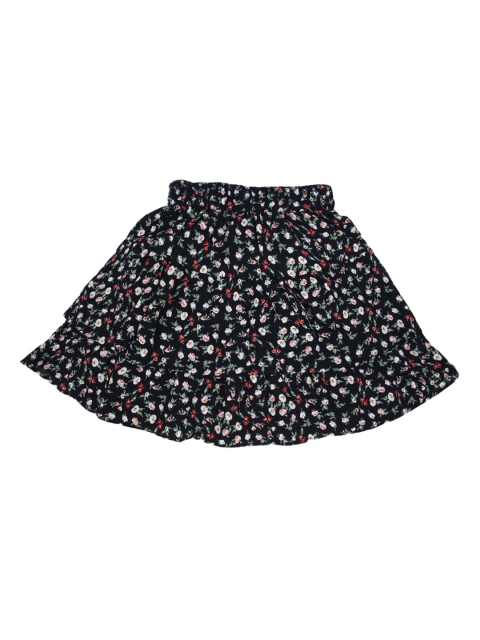 

V-Mart Girls Navy-Blue & Pink Floral Printed Flared Above Knee-Length Skirt