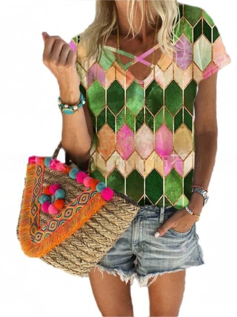 

La Aimee Multicoloured Geometric Print Top, Multi
