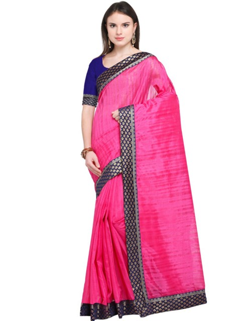 

Florence Pink & Navy Blue Art Silk Bhagalpuri Saree