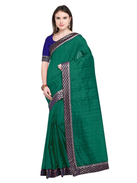 

Florence Green & Navy Blue Zari Art Silk Bhagalpuri Saree