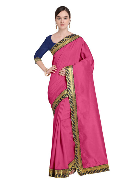 

Florence Pink & Blue Art Silk Bhagalpuri Saree