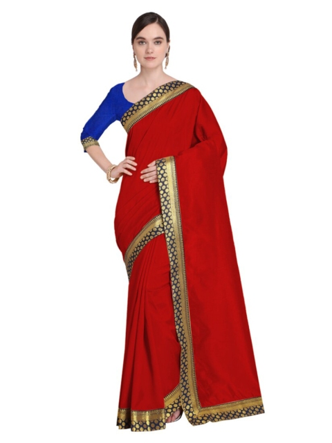 

Florence Red & Blue Zari Bhagalpuri Art Silk Saree