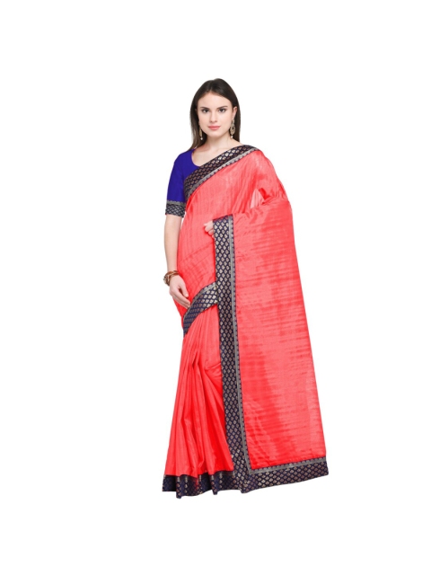 

Florence Peach-Coloured & Navy Blue Art Silk Saree