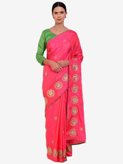 

Florence Women Fuchsia Paper Silk Embroidered Saree